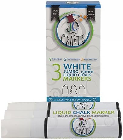 JC Crafts 3 Jumbo White Liquid Chalk Markers, 15mm by JC Crafts