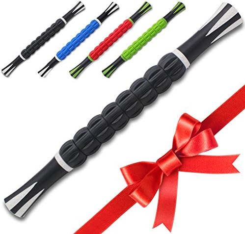Back Roller Stick | Massage Roller Stick | Muscle Roller Stick by YogoFit | Durable Massage Roller With Anti Slip Handles | For Back Pain Relief, Sore Neck, Tight Back, Leg Cramps &amp; More | Black