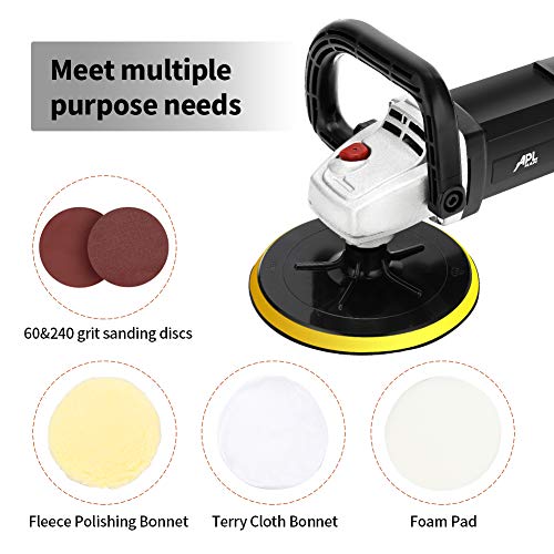 APLMAN 7inch Buffer Polisher,10A,6 Variable Speeds,Ideal for Car