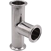 DERNORD Clamp Tee 3 Way Stainless Steel 304 Sanitary Fitting Fits 1.5" Tri-clamp, 38mm Pipe OD