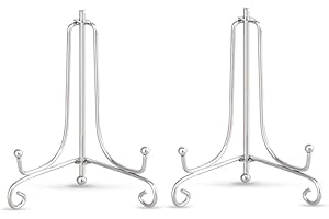 Artliving (2 pack 4" Iron Display Stand, Sliver Small Iron Easel Plate Display Photo Holder Stand, Displays card,cookie, Decorative Plates,Artwork