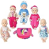 Baby Doll Clothes Include 5 Set Doll Clothes for Bitty Baby Dolls, 14 to 16 Inch Newborn Baby Dolls,Baby Alive Dolls,18 Inch American Girl Dolls. (Red)