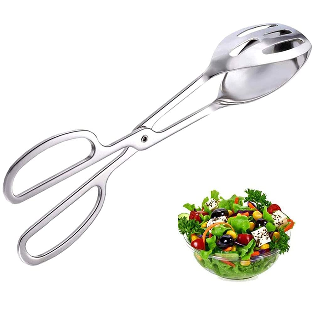 Stainless Steel Kitchen Tongs, Food Tongs, Stainless Steel, Pastry Tongs, Stainless Steel, Multifunctional Scissors Shape, Tongs, Serving for Vegetables, Salad, Meat, Appetizer, Steak (Silver)