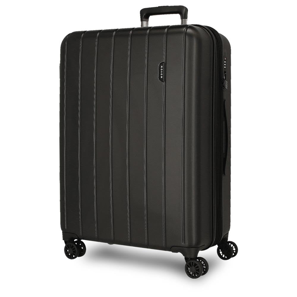 Movom Wood Black Medium Suitcase 44.5 x 65 x 27.5 cm Rigid ABS TSA Lock 68 Litre 3.8 kg 4 Double Wheels