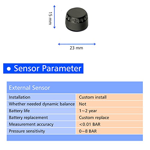 B-Qtech Tire Pressure Monitoring System Wireless Motorcycle Motorbike TPMS Universial Tires Alarm System Waterproof LCD Display with 2 External Sensors for Two-Wheeled