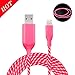Lightning Cable, MKDGO 360 Degree Light Visible Flowing LED Light Up EL Charging Cable Sync Charging Cable Cord for iPhone X/8/7/7 Plus/6s/6s Plus/6/6 Plus/5s/5c/5/iPad/iPod(3Ft, Pink)