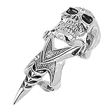 New 1pc Crystal Skull Demon Spike Armour Punk Double Finger Ring Men Gothic