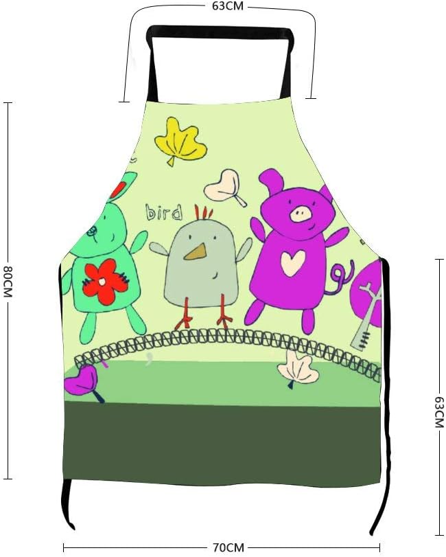 Dican Comfortable Wipe Clean Apron Animated Cartoon Happy Party Apron, Baking Apron