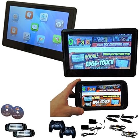 [PAIR] Autotain EDGE 10.1 inch [TOUCH SCREEN] Slim Active Headrest Monitor DVD Player + HDMI, + 1080P, + Home Power Cables