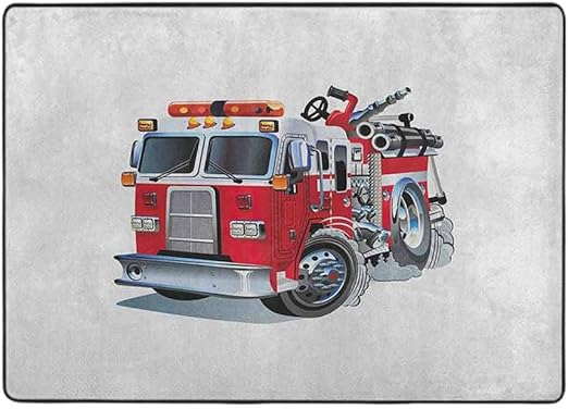 Amazon.com: Truck Barefoot Area Rugs, Fire Brigade Vehicle Emergency