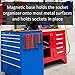 Magnetic Socket Holder | 1/2-inch Drive | Metric | Blue | Holds 19 Sockets | Professional Quality Tools Organizer | by Olsa Tools