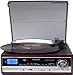TechPlay ODC17BT , Bluetooth Connection, 3-Speed Turntable W/SD USB, MP3 Encoding System, AM/FM Stereo Radio & Built-in Speakers in Wood Color