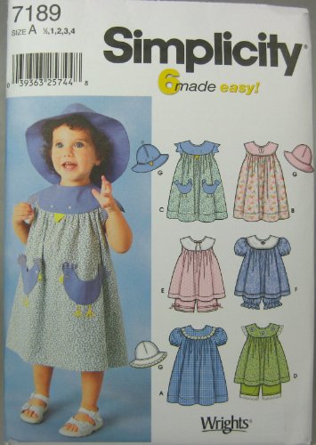 Simplicity Sewing Pattern 7189 Toddler Dresses, A (1/2-1-2-3-4)