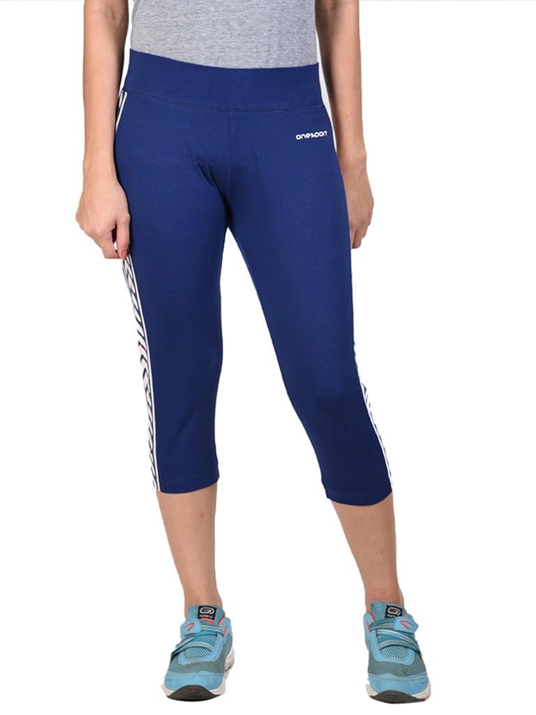 onesport women's cotton spandex jersey blue three forths(onsp16bu-p)