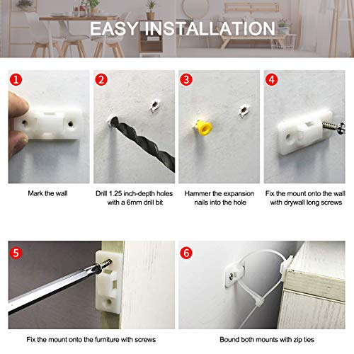 image for Conthfut Furniture Straps (10 Pack) Baby Proofing Anti Tip Furniture A