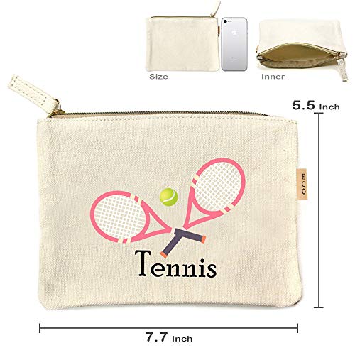 Me Plus Eco Zipper Pouch Stylish Printed, Traveler Organizer, Cosmetic Small Makeup, Students BTS Organization Bag - 22 Pattern options (Tennis-Pink)