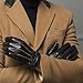 Men's Warm Lambskin Genuine Leather Gloves For Men Winter Driving Black L