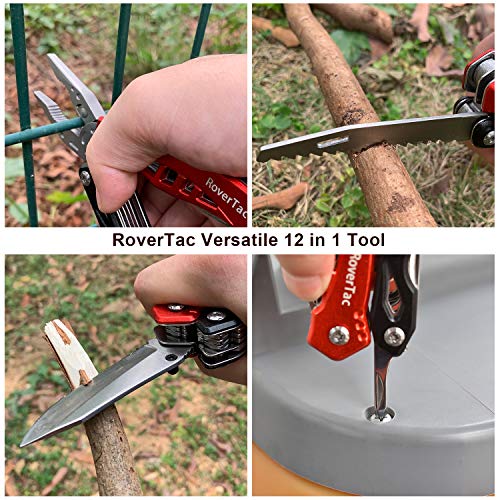 12 in 1 Multitool Pliers RoverTac Pocket Knife with Durable Nylon Sheath, Pocket Multitool with Pliers, Bottle Opener, Screwdriver, Saw-Perfect for Outdoor, Survival, Camping, Fishing, Hiking - Thumbnail 5