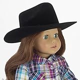 Sophia's Black Cowgirl Doll Hat for The 18 Inch Horse Riding American Girl! 18 Inch Doll Black Velvet Cowgirl Hat w/ Decorative Rope on Brim