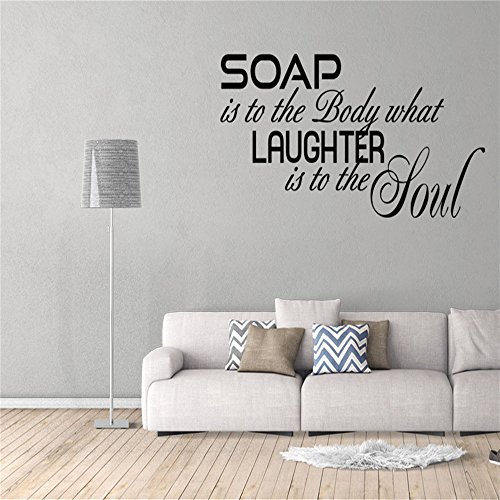 byjzmg DIY Removable Vinyl Decal Mural Soap Is to the Body what laughter is to the soul for bathroom
