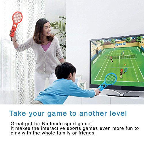 Tennis Racket for Nintendo Switch Joy-Con Controller,Game Accessories for Nintendo Switch Mario Tennis Aces One Pair(Blue and Red)