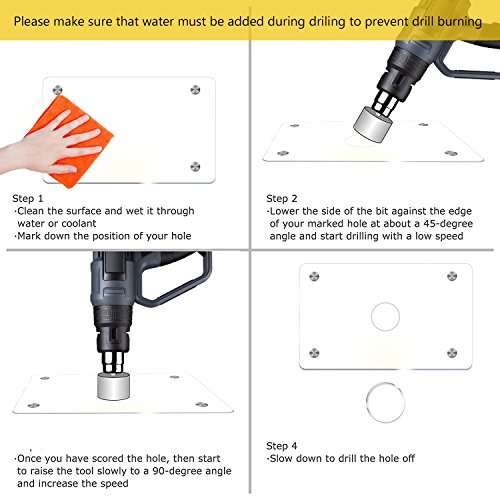 Diamond Drill Bit,15 PCS Tile Hole Saws Hollow Core Extractor Remover Tools Drillpro for Glass, Porcelain, Ceramic, Granite etc (6-50mm) - Thumbnail 5