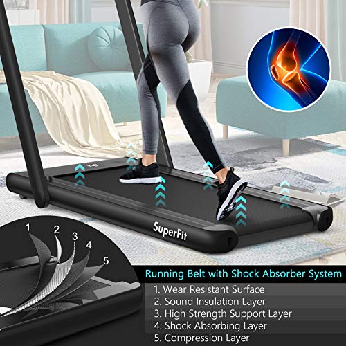 Goplus 2 in 1 Folding Treadmill with Dual Display, 2.25HP Superfit