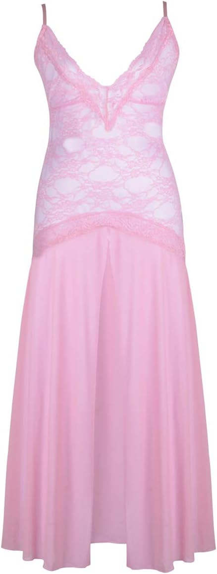 LINGERLOVEPlus Size Babydoll Lingerie for Women Sexy Split Long Kimono See Through Nightgown Dress Blue