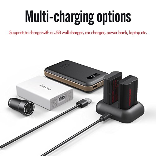 Photoolex 2 Pack 2100 mAh Power Battery and Rapid Dual USB Battery Charger for Nikon EN-EL15 and Nikon 1 V1, D7100, D750, D7000, D7200, D810, D610, D800, D600, D800e, D810a