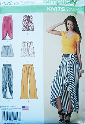 Simplicity Knits Only Pattern 1429 Misses Pull-on Knit Skirt, Pants, Shorts Size 6-8-10-12-14