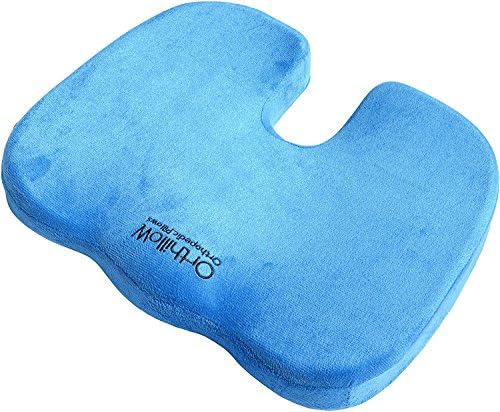 U shaped Seat Cushion. Orthopedic Comfort Foam helps Coccyx, sciatica, Tailbone Support, Lower back pain. Promotes healthy spine posture. Versatile Uses Like patio chair, Maternity, Car, Travel. Blue