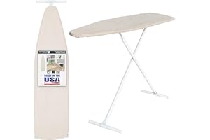 T-Leg Freestanding Ironing Board, by Seymour Home Products (Khaki) Large Ironing Board with Steel Legs and Adjustable Height Made in The USA