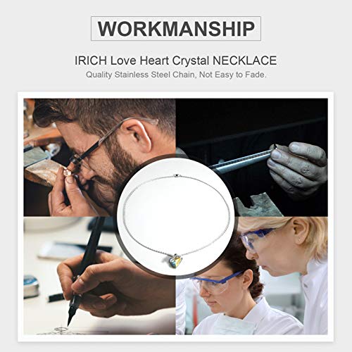 IRICH Infinity Love Heart Pendant Necklace for Women Silver Chain Birthstone Crystal Jewelry Gifts for Women Girls