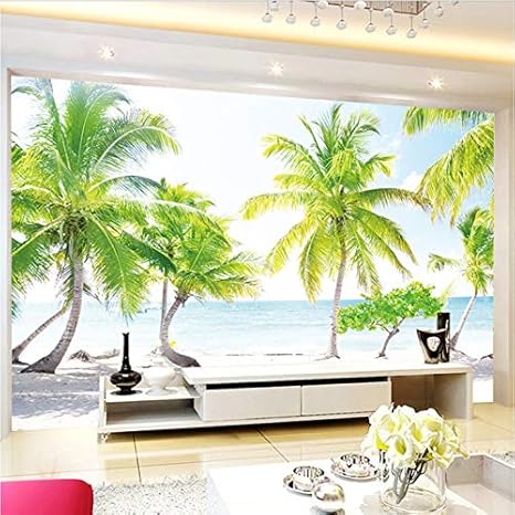 Fondo De Pantalla De Paisaje En 3d Paisaje De Playa En La Playa De Arbol De Coco Fondo De Pared Vinilo Vinilo Obras De Arte Y Material Decorativo Pegatinas De Pared
