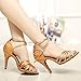 KAI-ROAD Ballroom Dance Shoes Women 4 Inch Dancing Heels High Heel Salsa Shoe Latin Sandals Gold (7 B(M) US)