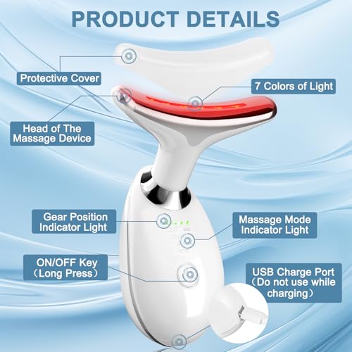 Red Light Therapy Device for Face and Neck Facial Massager, 7 Color Skin Lifting & Firming Face Massager tool, Face Sculpting Tool for Skin Care with Vibration