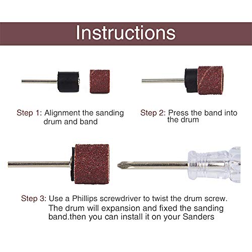 image for Tonsiki 385 Pieces Sanding Drum Kit, Including 360PCS Sanding Sleeves,