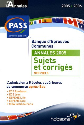 Annales de la banque d'épreuves communes PASS 2005