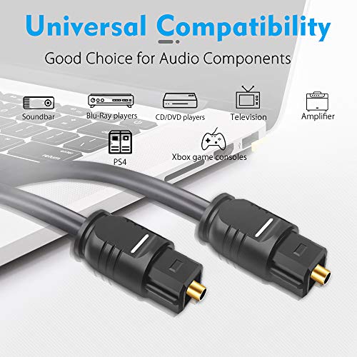 3Pack Optical Audio Cable(6ft),Toslink Digital Fiber Optic Cable Compatible with Home Theater