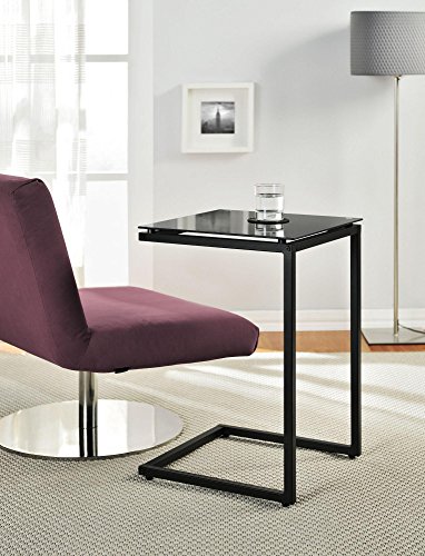 Altra crane glass top c table, black