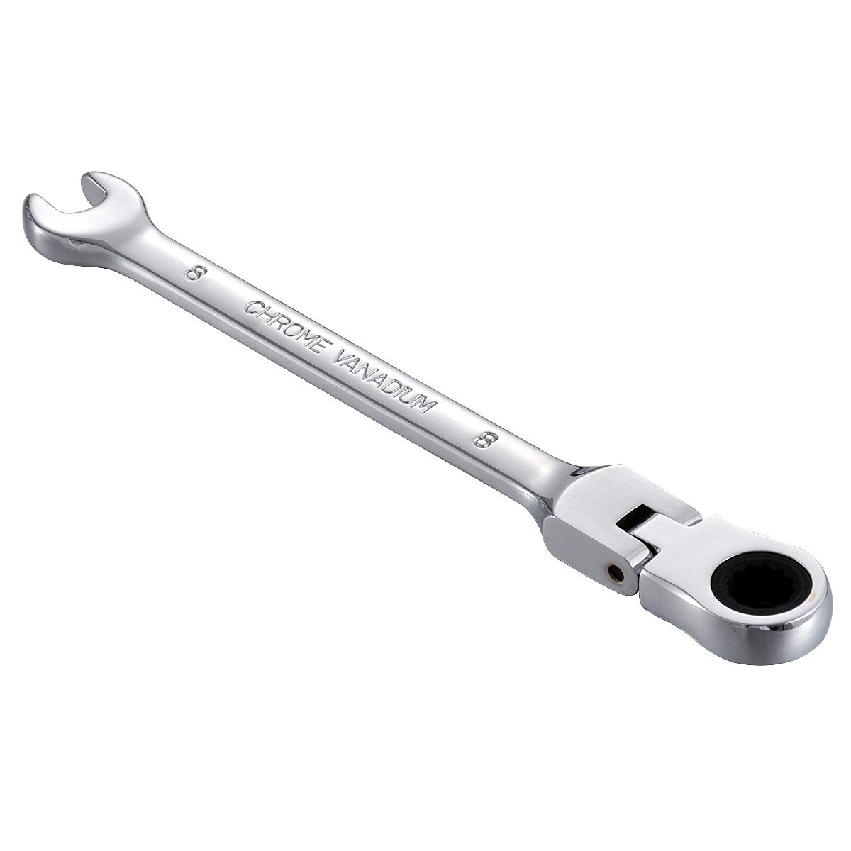 KATUR Combination Ratchet Spanner 8mm, Flex-Head Ratcheting Wrench, Industrial Dual-use Design, Professional Chrome Vanadium Steel Metric Tool for DIY, Bicycle Repair and Home Maintance