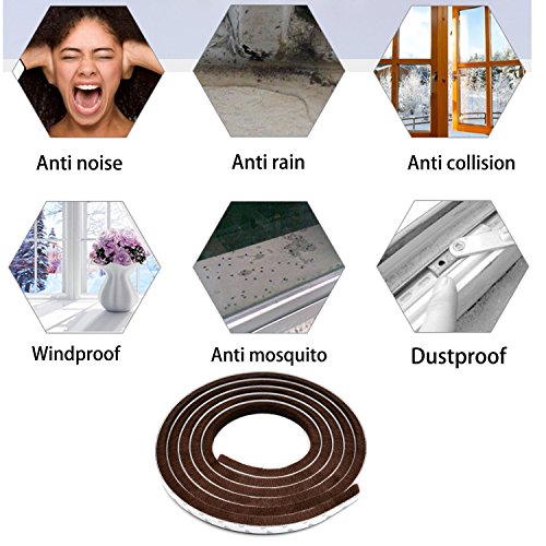 T&B Self-Adhesive Pile Weatherstrip for Windows & Doors 3/8-Inch x 3/8-Inch Brown (16.5ft)