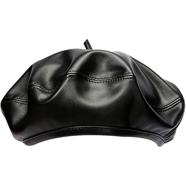 Women's Leather Fancy French Beret Solid Color Cap Newsboy