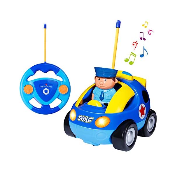 SGILE Remote Control Car for Toddlers with Sound and Light, RC Police Car Toys Birthday Gift Present for 18 Month+ Year…