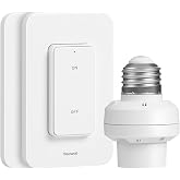 TREEWELL Remote Control Light Socket, 200FT Range Wireless Light Switch | Remote Light Socket for Pull Chain Light Fixture, E26 E27 Bulb Base, No Wiring Needed (2 Wall Mounted Switches and 1 Socket)