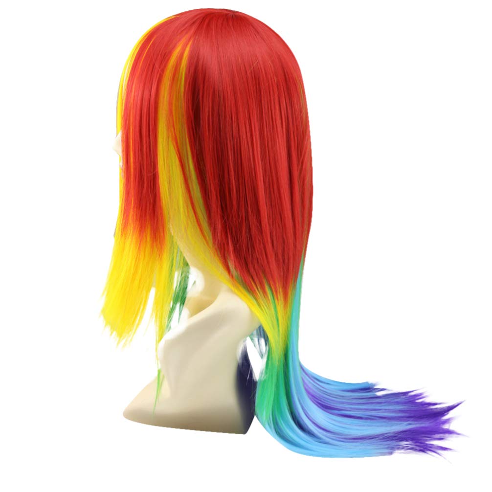 Healifty Rainbow Dash Wig Rainbow Dash Wig Cosplay Wig Gradient Color Charming Full Wigs For Cosplay Girls Party or Daily Use Wig Cap () Fashion Dolls Fashion Dolls