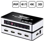 Tendak 4K HDMI Switch with PIP 4x1 HDMI Switcher with Remote Control 4 Port HDMI Hub for Laptop, PS3, PS4, Roku, Xbox, STB - Support 4k 3D PIP