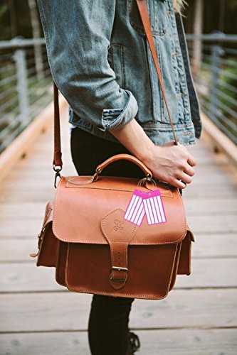 Heavy Duty Travel Suitcase Luggage/Bag Tags Set, Strong Custom Baggage Labels (4 Tags, Pink)