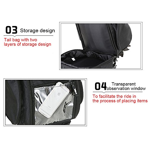 Vogvigo Motorcycle Lateral Saddlebags with Rear Bag Side Saddle Bags Tail Bag ,Motorbikes Panniers & Tail Kit Travel Luggage Bag - Black (3 PC) (Black) - Thumbnail 3