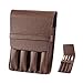 Pen Pouch Case Organizer PU Leather Holder for 4 Fountain Roller Ball Pens Storage Separate Slot Brown